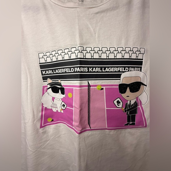 Karl Lagerfeld White Tee with Pink Graphic - Picture 4 of 6